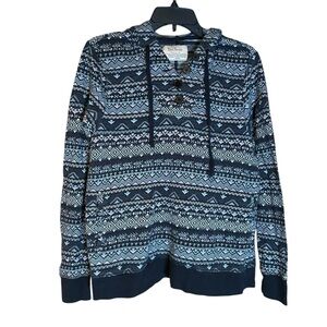 Old Ranch Womens Black Gray Aztec Hoodie Pullover Long Sleeve Large Western Read